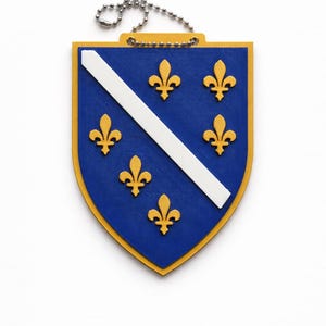 Grb BiH sa ljiljanima – 3D štampa • Historijski grb BiH sa ljiljanima • Ukras za retrovizor