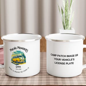 Personalisierte Emaillebecher für Camper Perfektes Camper Geschenk | Bezauberndes Geschenk für Camp Liebhaber | Emaille Tasse für Sie oder Ihn, weißer Emaillebecher mit 12 Unzen