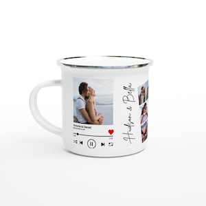 Personalisierte Emailletasse für Paare | Perfekte Valentinstag Geschenk | Liebenswertes Geschenk für Liebhaber | Emaille Tasse für Sie oder Ihn, weißer Emaillebecher mit 12 Unzen