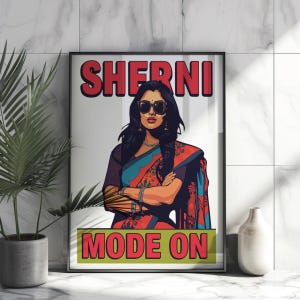 Sherni Mode On Pop Art Print, Bold Desi Feminist Illustration Digital Download Indian girl