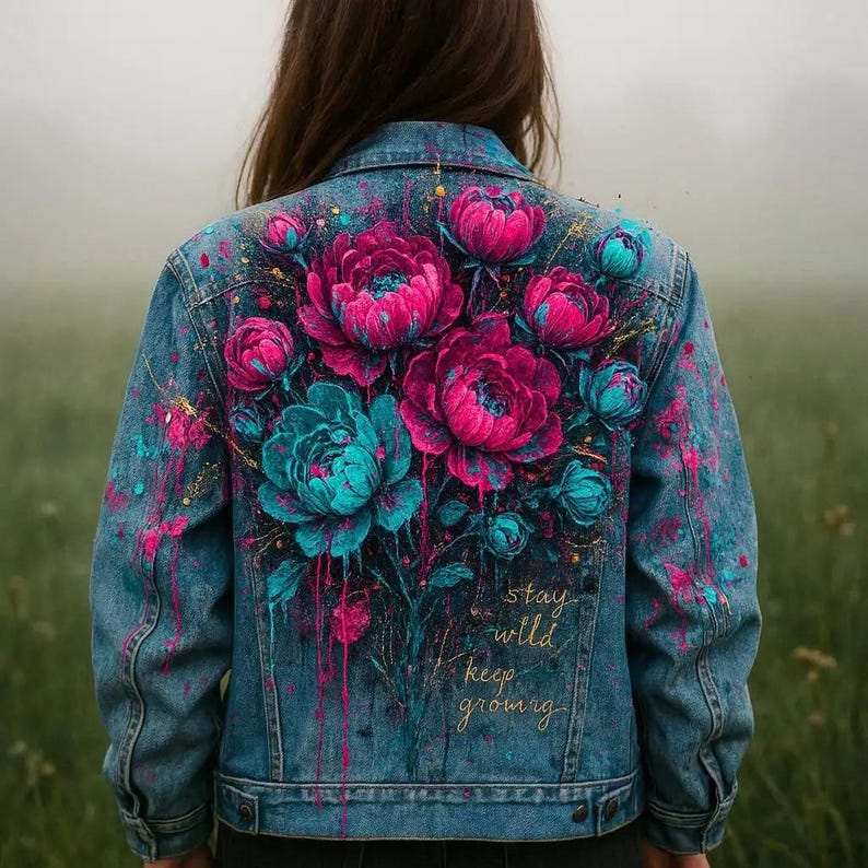 Custom Hand-painted Floral Denim Jacket, Unique Statement Piece - Etsy