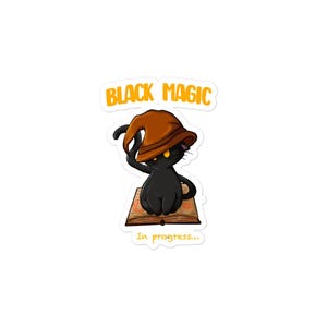 Adorable Black Cat Witch Sticker for Witchy Vibes - Perfect for Laptop, Journal, Planner