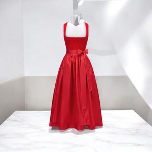 Red Velvet Dirndl Dress | Traditional German & Austrian Costume