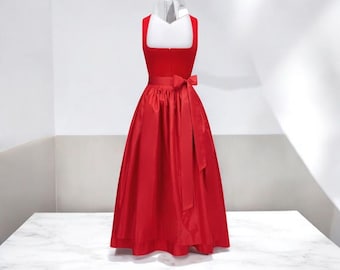Red Velvet Dirndl Dress | Traditional German & Austrian Costume
