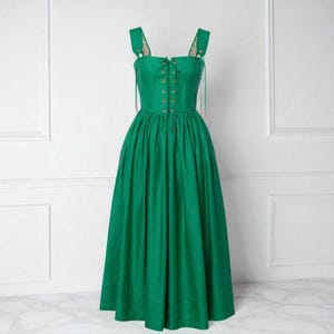 Dirndl Carina for women, Long dirndl dress for the Oktoberfest, Volksfest or folk festival in Bavaria, tradtional festliches dirndl in Green