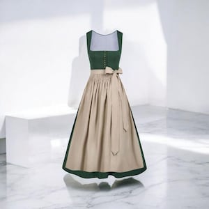 German Green Dirndl Dress | Authentic Bavarian Oktoberfest Costume | Women&#39;s Traditional Handmade Dress