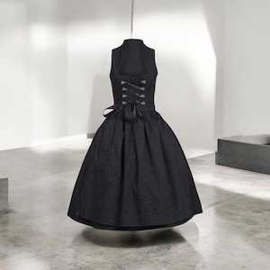 Black Cotton Dirndl Dress - Free Shipping & Blouse Included