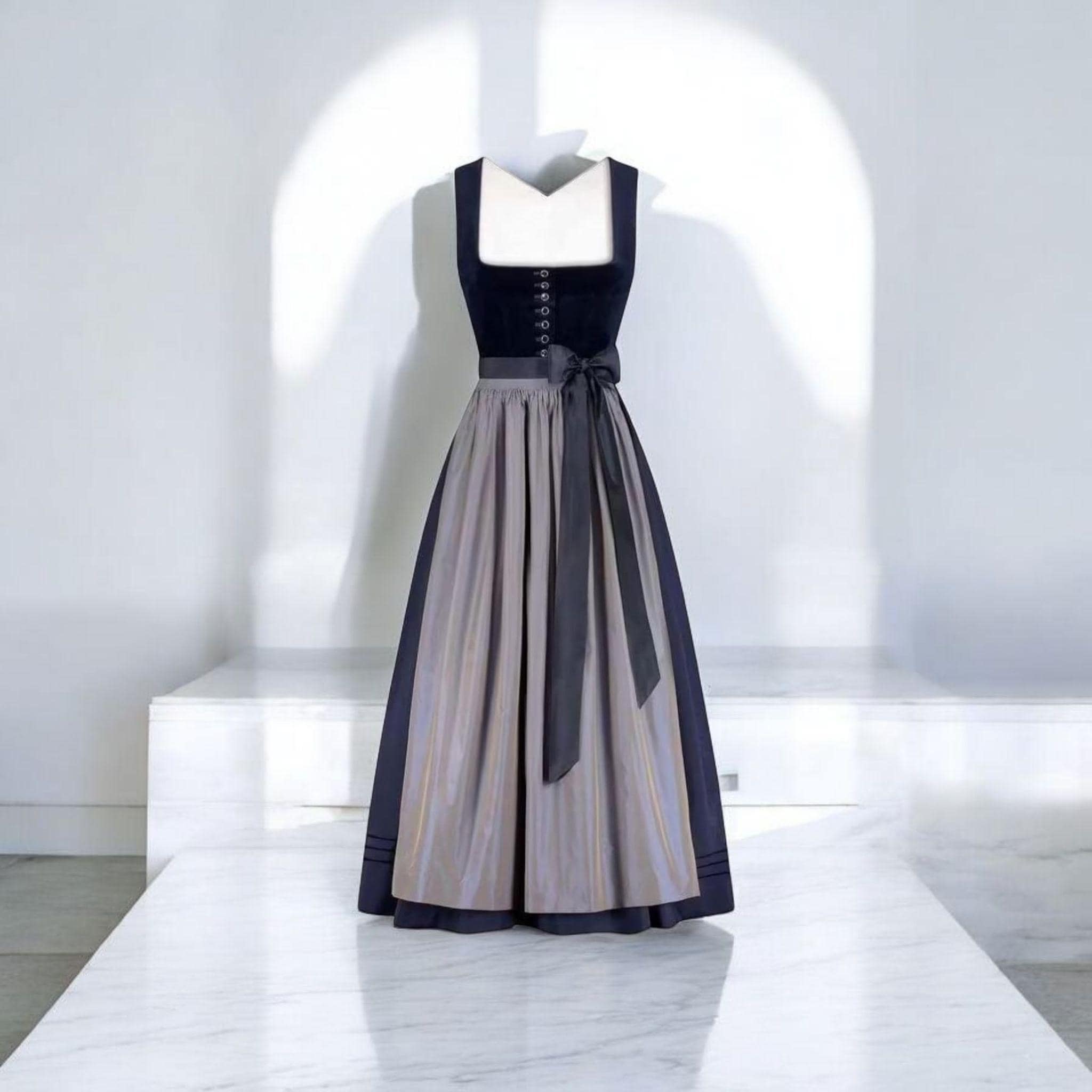 Dark Blue Dirndl Dress | Timeless Bavarian Elegance Oktoberfest Dirndl