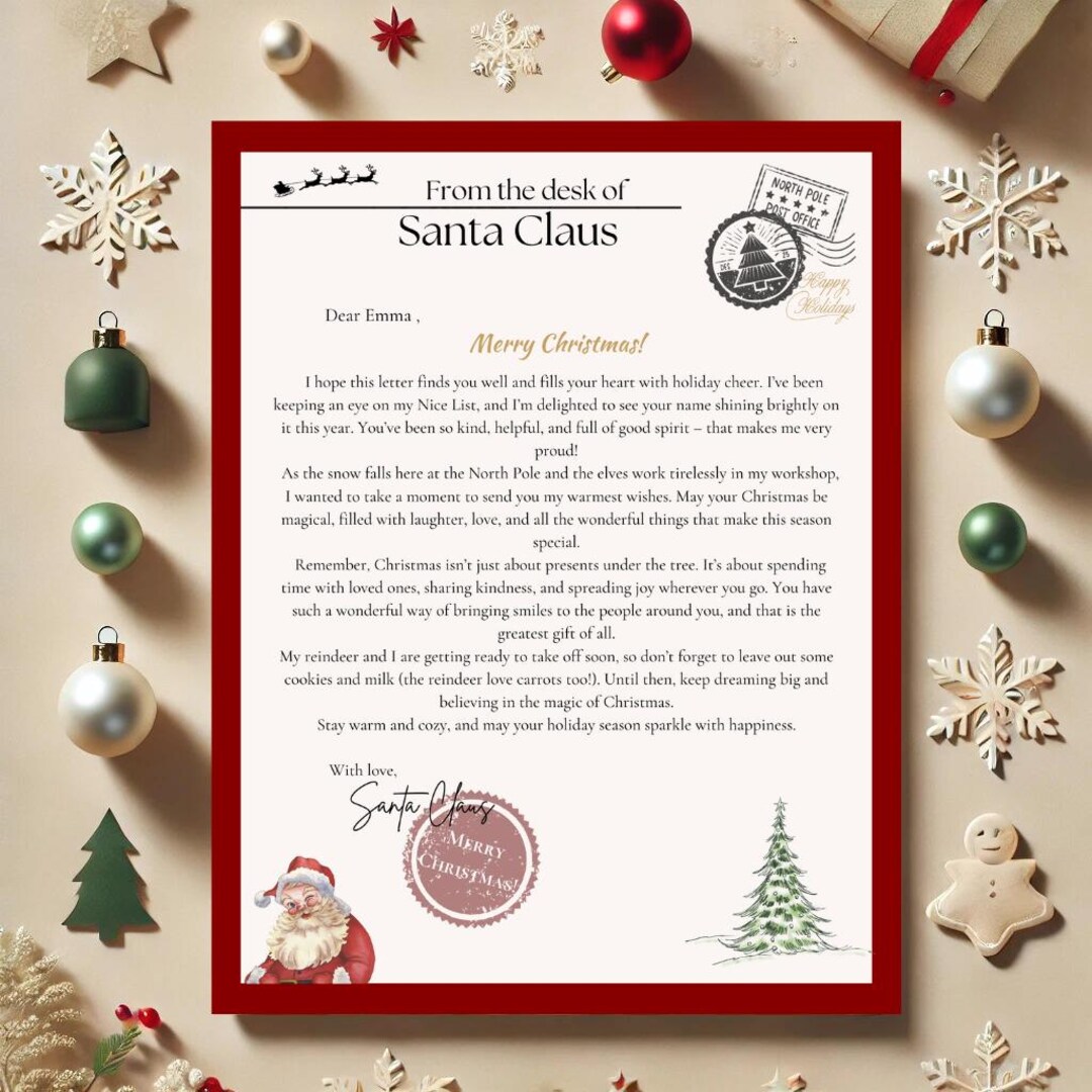 Editable Santa Letter PDF - Instant Download, Printable Christmas Letter With Name ...