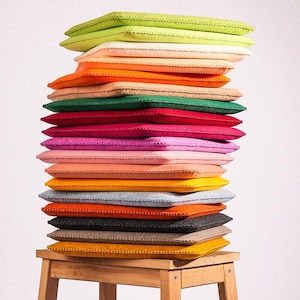 Hand-Stitched  Square Felt Chair Pad, Custom Size Seat Cushion, Seating Mat