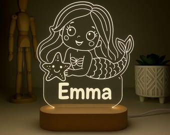 Personalized Mermaid Night Light: Custom Nursery Decor