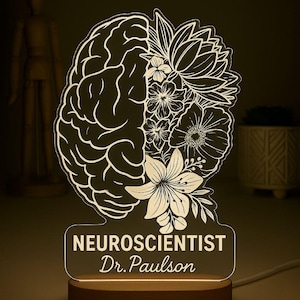 Custom Neuroscientist Night Light, Brain LED Lamp, Medical Gift, Doctor Office Decor, Gift for Neuroscientist,Medical Student or Doctor Gift