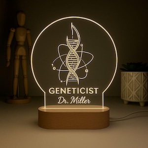 Kundenspezifisches Gentechniker-Nachtlicht, DNA-Design-LED-Lampe, Geschenk für Genforscher, Molekularwissenschaftliches Geschenk, personalisiertes Geschenk für Genforscher