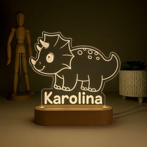 Dinosaur Night Lamp, Triceratops Dinosaur Night Light,Personalized Lamp, Nursery Decor, Birthday Gift, Gift for a Child, Custom Gift