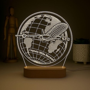 Pilot’s Night Light, Aviation-Inspired Lamp for Airplane Lovers, Airplane Night Lamp, Perfect Gift for Pilots or Flight Enthusiasts