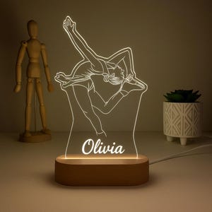 Personalized Figure Skater Night Light, Custom LED Lamp for Girls, Figure Skating Night Lamp, Gift for Young Figure Skater, Gift for Girl