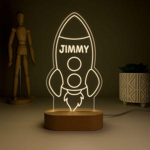 Rocket Night Light, Custom Night Lamp, Nursery Decor, Gift for Child, Personalized Gift, Name Night Light, Boy’s Room Decor