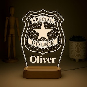 LED Night Light for Special Police, Custom Badge Design, Custom Police Gift, Police Recognition Gift, Gift for Special Forces Officers