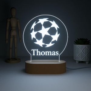 Personalized Football Night Light for Kids, Soccer Ball Lamp, Custom Soccer Ball LED Night Light, Gift for Sports Fans, Sports Room Decor