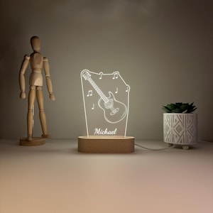 Custom Guitar Night Light, Personalized Name Night Light, Guitar Engraved Decor, Birthday Gift