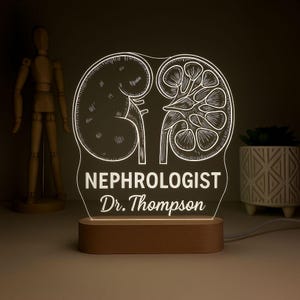 Custom Nephrologist Night Light, LED lamp for Kidney Doctor, Nephrologist Gift, Renal Unit Decor, Gift for Kidney Doctor