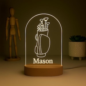 Personalized Golf Night Light, Golf Clubs Lamp, Custom Golf Clubs LED Night Light, Gift for Sports Fans, Sports Room Decor, Golf Lovers Gift