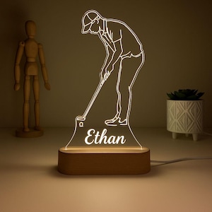Personalized Golf Night Light, Golfer Lamp, Custom Golfer LED Night Light, Gift for Sports Fans, Sports Room Decor, Golf Lovers Gift