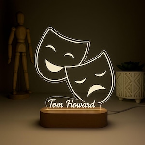 Theater and Film Actor LED Lamp, Personalized Night Light, Custom Night Light for Stage and Screen Artists, Actor Gift, Theater Lover’s Gift
