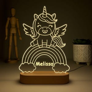 Personalized Unicorn Night Light, Cute LED Lamp for Girls or Boys, Custom Name Nursery Decor, Gift for Girl or Boys, Custom Night Lamp
