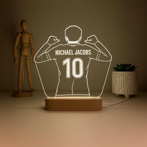 Personalized Football Night Light, Custom LED Gift for Soccer Players, Football Silhouette Night Light, Perfect Gift for Athletes