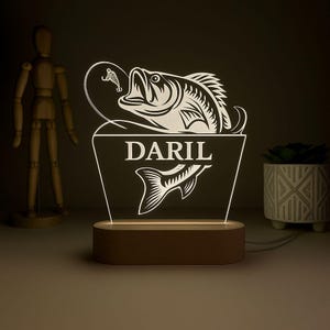 Personalized Fish Night Light, Fisherman Night Lamp, LED Fish Decor for Anglers, Fisherman Gift, Custom Name Fish Lamp, Home Decor
