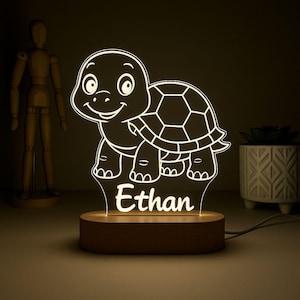 Personalized Turtle Night Light, Custom Night Lamp,Animal Nursery Decor, Nursery Decor, Gift for Kids, Toddler Room Decor