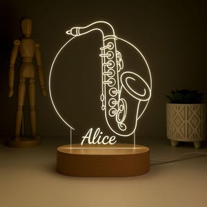 Custom Saxophone Night Light, Musical Night Light with Name,Gift for Saxophonist, Music Room Decor, Gift for Music Teacher