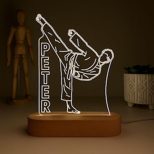 Personalized Karate Night Light, Martial Arts Decor Gift for Kids & Teens, Karate Kid LED Night Light, Karate Fighter Night Light,