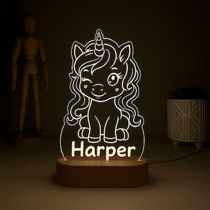 Personalized Unicorn Night Light, Cute LED Lamp for Girls or Boys, Custom Name Nursery Decor, Gift for Girl or Boys, Custom Night Lamp