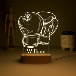Personalized Boxing Night Light, Custom Lamp with Gloves, Gift for Boxer, Gift for Boxing Coaches, Fighter Gift, Gift for Boys and Girls