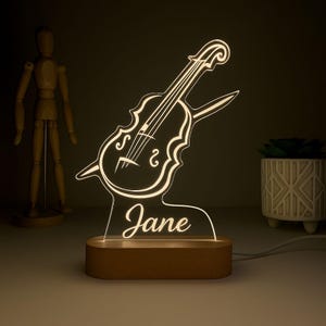Custom Violin Night Light, Musical Night Light with Name,Gift for Violinist, Music Room Decor, Gift for Music Teacher, Music Themed