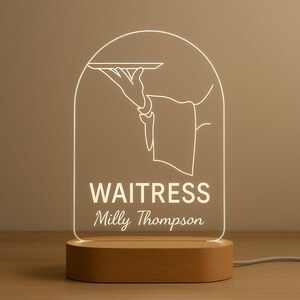 Personalized Night Light for Waiter, Restaurant Staff Gift, Gift for Waitress or Waiter, Unique Gift for Restaurant Worker