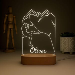Climber Night Light, Personalized LED Lamp for Rock Climbers, Custom Rock Climbing Night Lamp, Adventure Room Decor, Custom Climber Gift