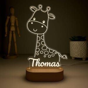 Personalized Giraffe Night Light, Custom Night Lamp, Jungle Nursery Decor, Nursery Decor, Gift for Kids, Toddler Room Decor