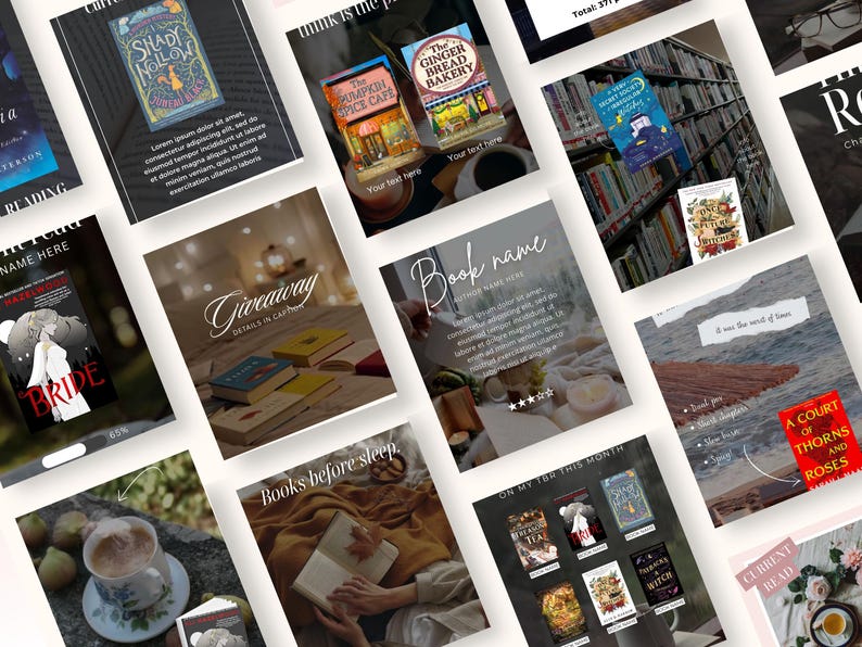 300+ Bookstagram-spoelen | Bewerkbare sjabloon voor bookstagram-rollen | Post op sociale media van boekenliefhebber | Bookish Instagram-sjabloon afbeelding 3