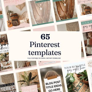 65 pinów boho na Pintereście | Estetyczne szablony boho na Pintereście Canva | Piny na Pintereście o wysokiej konwersji | Piny z możliwością personalizacji | Zestaw do mediów społecznościowych
