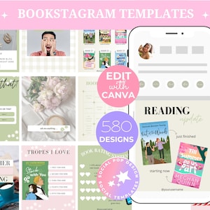 Bookstagram template Instagram for canva | Editable bookstagram post template | Book Lover Social Media Post | Bookish Instagram