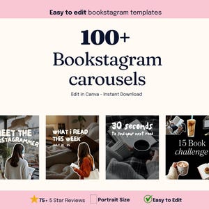 100 Bookstagram Karussell Post Templates, Bookstagram Vorlage, Bookstagram Vorlage für Canva, Bookstagram Post Vorlage, Bookstagrammer