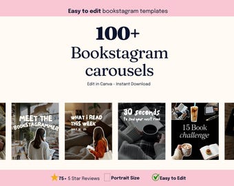 100 Bookstagram Carousel Post Templates, Bookstagram Templates, Bookstagram template for canva, bookstagram post template, bookstagrammer