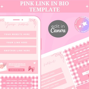 Coquette Pink Link in Bio Canva Template: Instagram Landing Page
