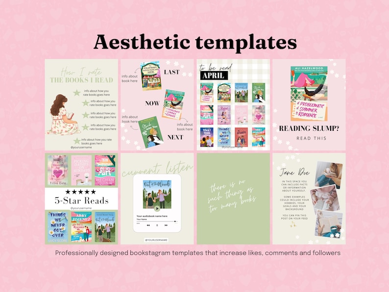 Bookstagram template Instagram for canva | Editable bookstagram post template | Book Lover Social Media Post | Bookish Instagram image 4