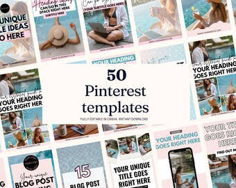 Plantillas estéticas para Pinterest en Canva / Pines de Pinterest de alta conversión / Pines personalizables / Kit para redes sociales