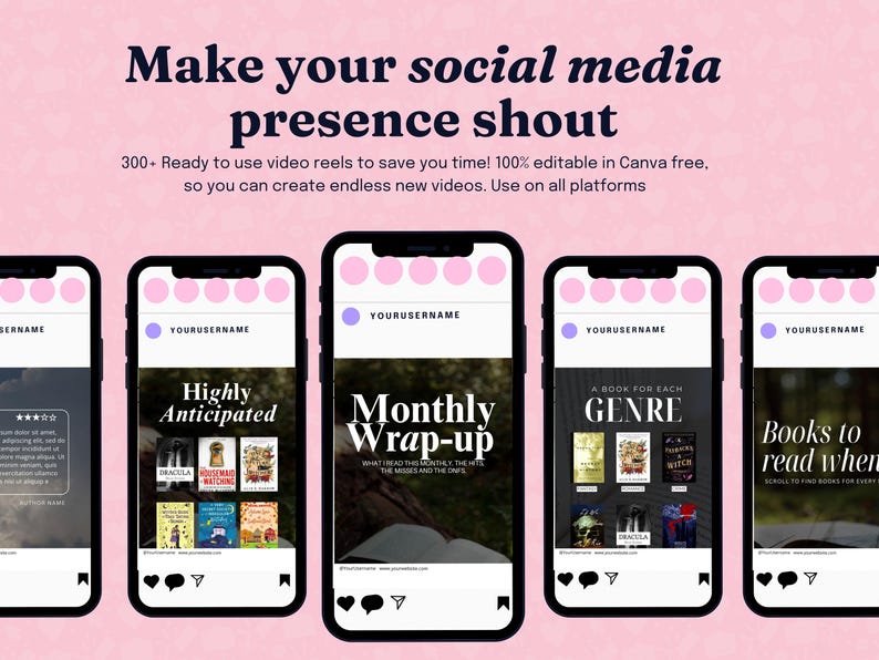 300+ Bookstagram-spoelen | Bewerkbare sjabloon voor bookstagram-rollen | Post op sociale media van boekenliefhebber | Bookish Instagram-sjabloon afbeelding 11