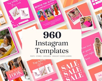 Colourful Instagram posts templates for Canva | Bold Instagram templates | Editable Instagram Bundle Kit | Social Media Kit